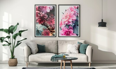 In a modern living room bathed in natural light, a cozy sofa adorned with cushions invites relaxation