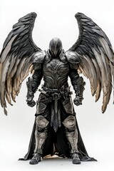 Fototapeta premium Dark armored figure with large wings.