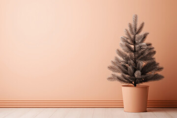 Christmas Tree on minimalistic background with copy space.