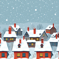 Snowy Rooftops: Christmas Themed Background Pattern