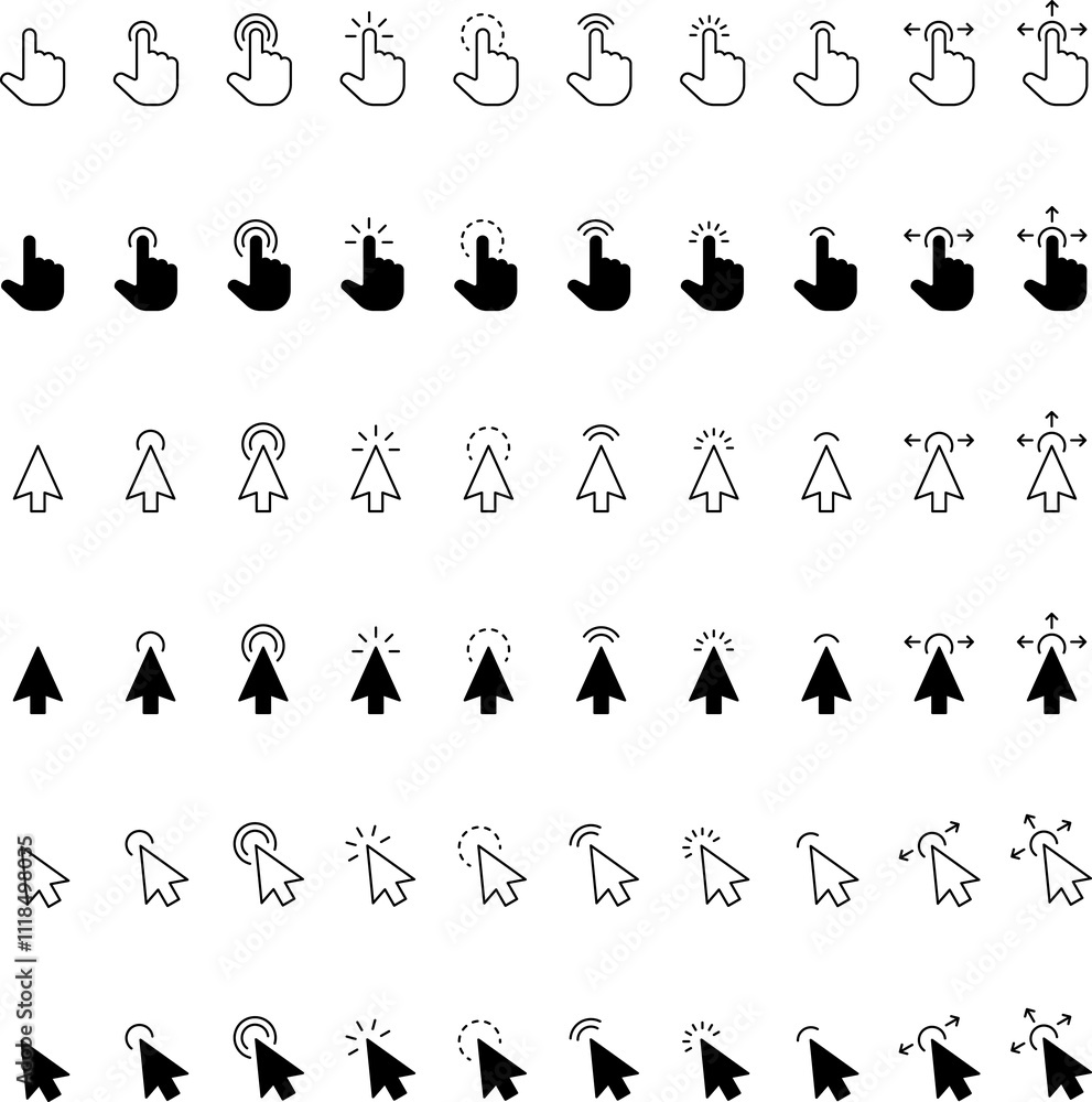 Poster mouse click cursor icon. hand mouse pointer pictogram on transparent background. finger web click po