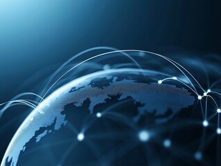 Global network connections.  Digital world, illuminated lines.