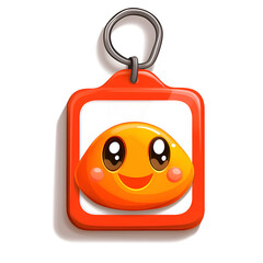 Fototapeta premium Cute orange character keychain displayed on a bright background showcasing its cheerful expression and vivid colors