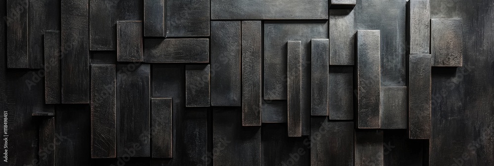 Aufkleber abstract geometric pattern with dark rectangular panels and textured surfaces