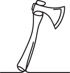 Minimalist Axe Drawing on White Background Simple Line Art Illustration
