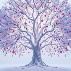 Obraz premium Tree with Red Hearts: A Heartwarming Holiday Display Filled with Love and Festive Cheer.