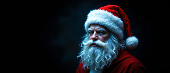 Festive Santa Claus Portrait Captured in Enchanting Lighting for Holiday Cheer