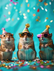 Hamsters in Party Hats and Sunglasses