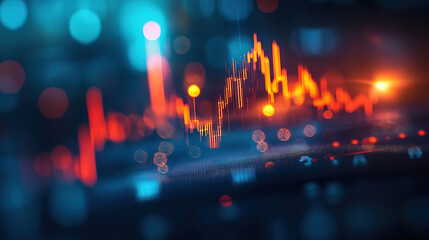 Bullish Stock Trading Candlestick Graph Chart Displayed on Modern Blue Background