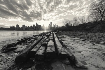 Wooden Pier in Black and White