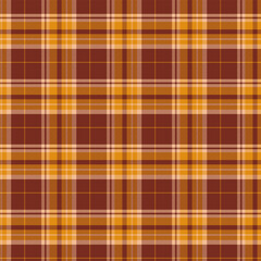 Plaid with twill weave repeat pattern.Checkered tartan  gingham seamless pattern in brown.Geometric graphic vector illustration background design for fabric and prints.