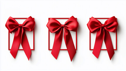 Fototapeta premium Three red ribbons with transparent background PNG