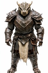 Fototapeta premium Reptilian creature, armored, fantasy figure.