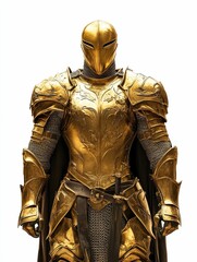 Ornate golden armor, knight,  isolated background.