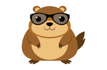 A cute cartoon groundhog wearing sunglass vector illustration