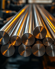Gleaming Metal Rods in Industrial Setting