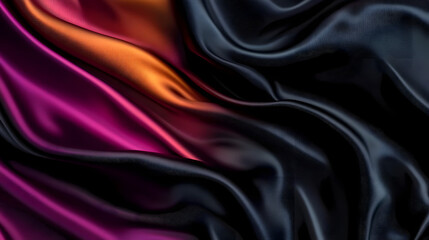 Fototapeta premium Silk fabric, abstract wavy black satin fabric background.&nbsp;