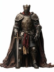 Fototapeta premium Ornate armored king, sword, flowing robe.