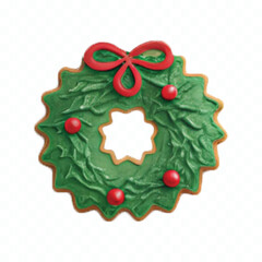 abstract 3d Christmas wreath with lights and berry isolated on white background