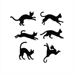Cat Silhouette icon set vector design image illustration. Black cat set icon.