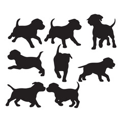 Dog silhouette icon set vector design image illustration. Black dog silhouette image design.