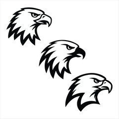 eagle head silhouette icon set.