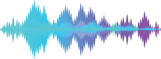 Colorful gradient sound waves are fluctuating, forming a music waveform, creating a visual representation of an audio signal, useful for digital music production and studio equalizer visualization