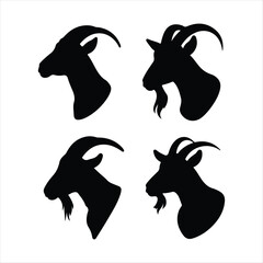 Goat head silhouette icon set. Goat head silhouette vector image logo design illustration. Goat Black icon.