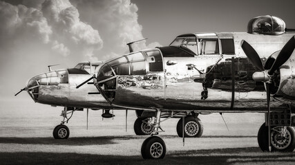 american bomber planes against a dramatic sky