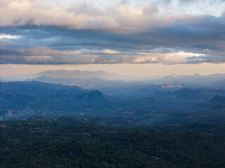 Mountain valley landscape aerial drone view
