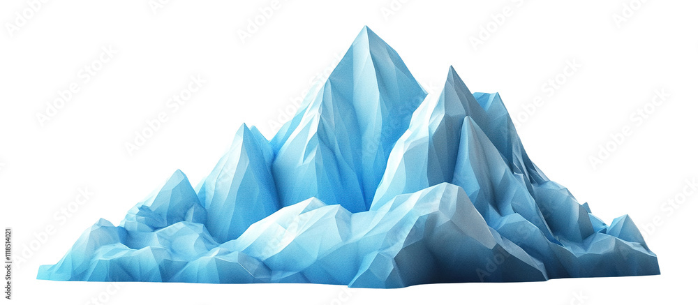 Poster abstract ice-like structure in a polygonal style, showcasing clean lines and a cool blue gradient, i