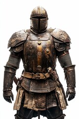 Fototapeta premium Weathered knight, full armor, medieval attire.