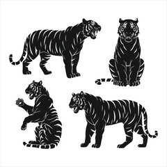 Tiger Silhouette vector icon design image illutration.