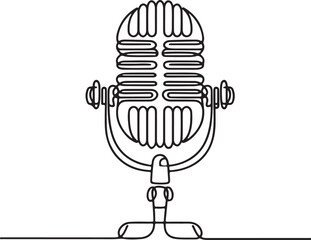 Minimal Retro Microphone Line Art Sleek Vintage Design Illustration