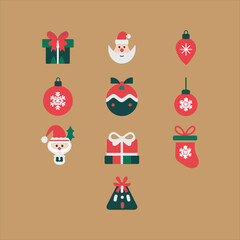 set of Christmas tree. set of Christmas gift icon image.