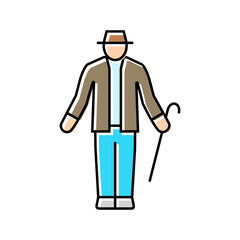 pensioner old man color icon vector. pensioner old man sign. isolated symbol illustration