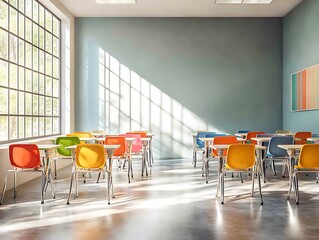 Vibrant Classroom Setting: A Burst of Color in a Bright Learning Space