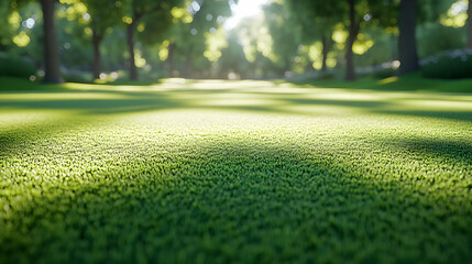 Naklejka premium Green Grass Field with Sunlight Illustration