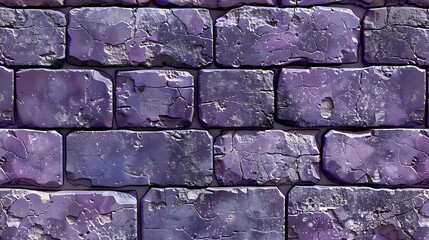 Seamless rough purple subway brick wall texture background with an old rustic grungy brickwork repeat pattern for realistic 8k game design height bump mapping material shader 3D