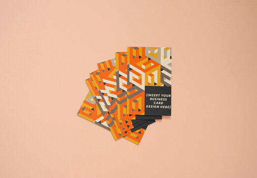 Six Business Card Stack on a Peach Background