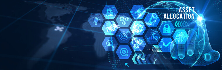 Asset allocation concept.Business, Technology, Internet and network concept.3d illustration