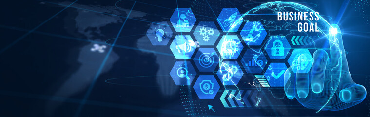 Business goal concept.Business, Technology, Internet and network concept. 3d illustration