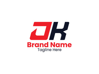 JK logo design monogram. JK vector logo template with red and black color. The KJ logo is Simple, Elegant, and Luxurious Logo. KJ Pro Vector 
