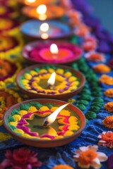 Diwali festival celebration in india colorful rangoli and diyas festive vibes