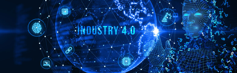 Industry 4.0 Cloud computing, physical systems, IOT, cognitive computing industry. 3d illustration