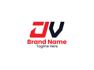 JV logo design monogram. JV vector logo template with red and black color. JV logo is Simple, Elegant, and Luxurious Logo. JV Pro Vector 