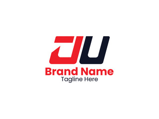 JU logo design monogram. JU vector logo template with red and black color. JU logo is Simple, Elegant, and Luxurious Logo. JU Pro Vector 