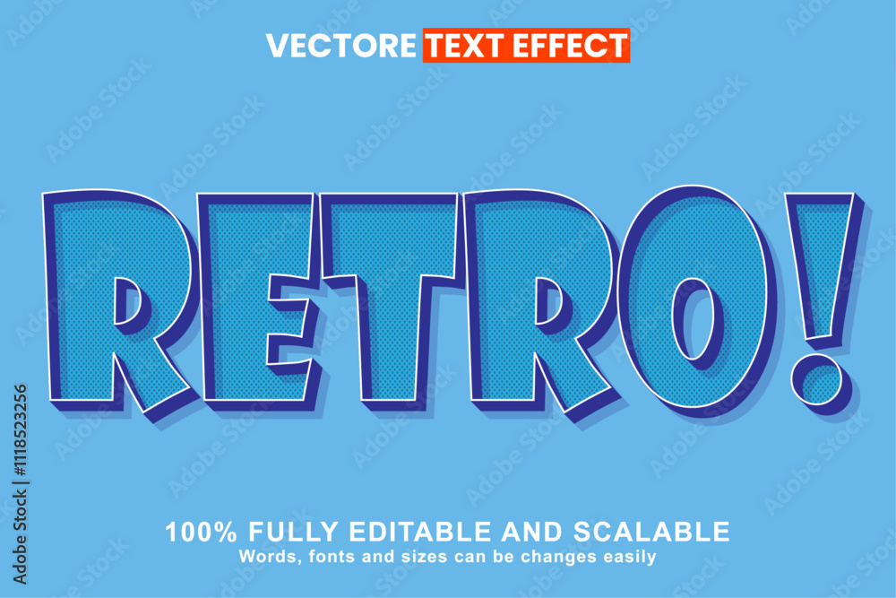 Fototapete retro 3d editable text effect. retro typography fully editable text effect style