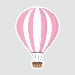 Naklejka premium Hot Air Balloon Vector Illustration Sticker. A vibrant hot air balloon floating gracefully in the sky. Perfect for travel designs, adventure themes, and whimsical artwork