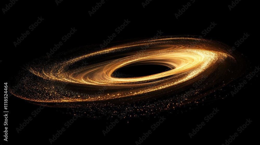 Poster glitter particles swirl gracefully in a dark setting, creating a captivating cosmic-like effect that
